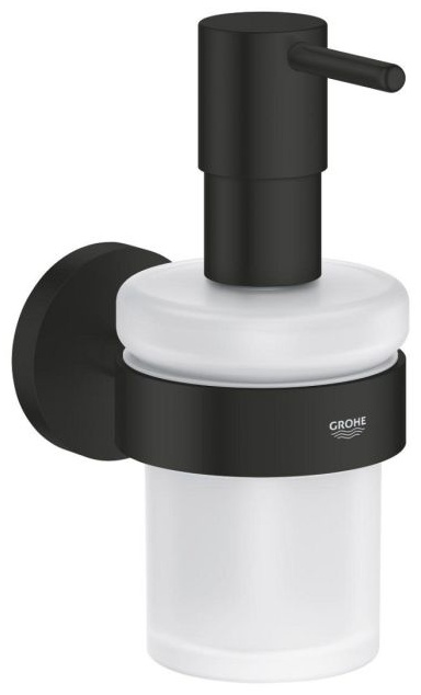 Дозатор для жидкого мыла Grohe 223777549 Дозатор жидкого мыла с держателем GROHE Essentials, матовый чёрный (1022572430)