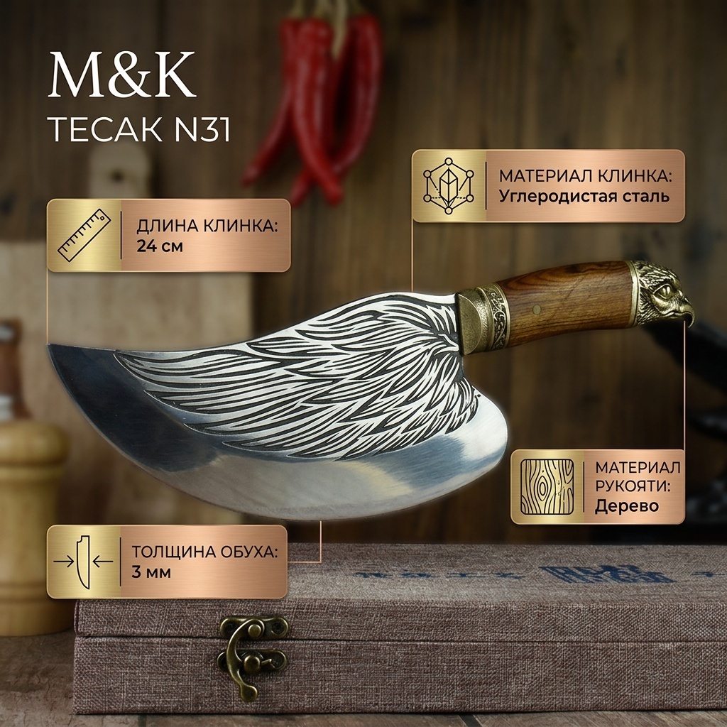 Тесак M&K N31, лезвие: углеродистая сталь 1 шт