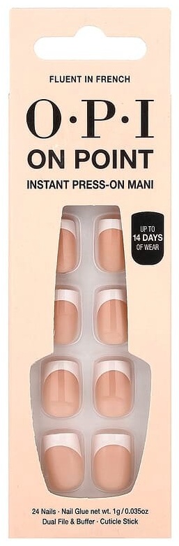 OPI накладные ногти On Point, мгновенная укладка, короткая, для французского языка, набор из 27 предметов 27 шт