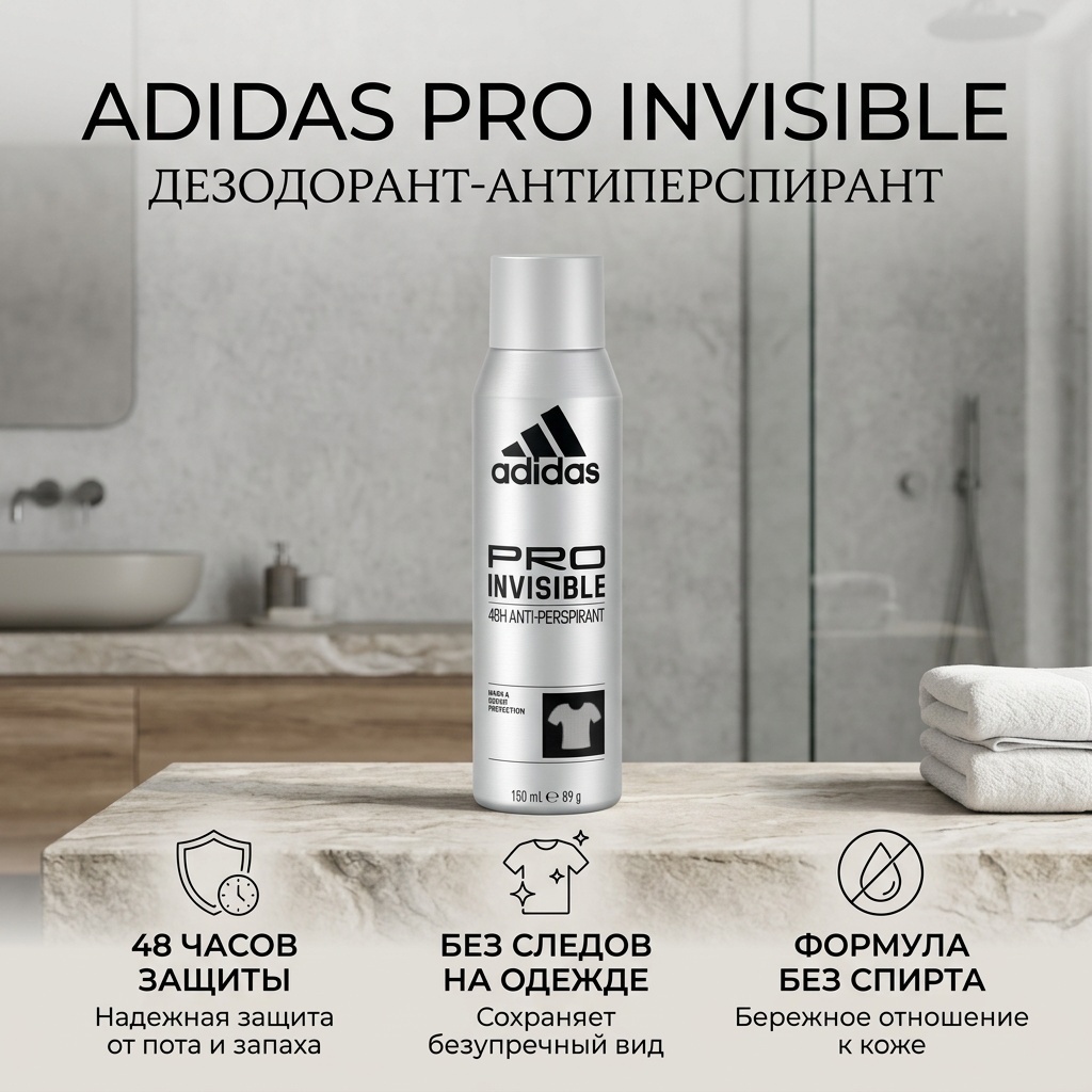 Adidas Pro Invisible дезодорант-антиперспирант для мужчин 150 мл