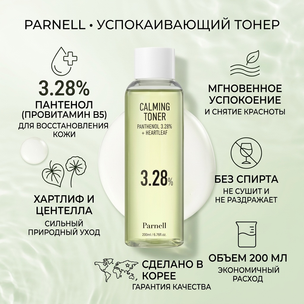 PARNELL тонер Panthenol 3.28% + Heartleaf 200 мл