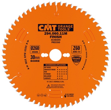Пильный диск по фанере CMT 294.060.11M, 260x30 мм, 60Т