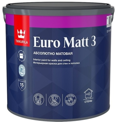 Tikkurila водно-дисперсионная EURO MATT 3 A 2.5 л, белый цвет