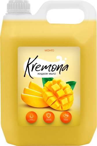 Жидкое мыло туалетное Kremona 200277 Жидкое крем-мыло "Kremona" Манго, 5л. Канистра Манго 5000 мл
