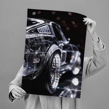 PEMIKAN CRAFT постер Черный автомобиль с линиями 40x60 см