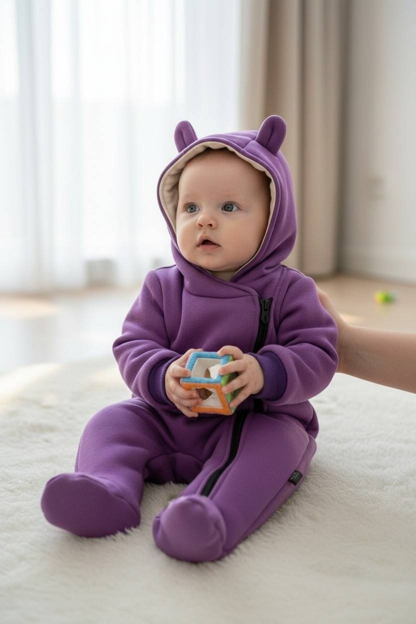 Комбинезон Baby бежевый, сиреневый