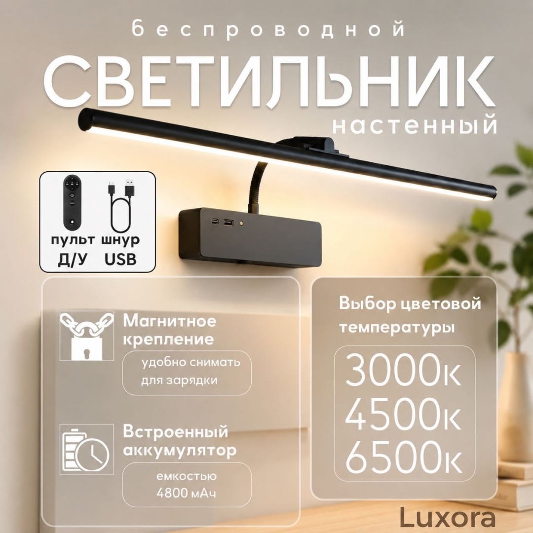 Бра настенный Luxora LED, черный