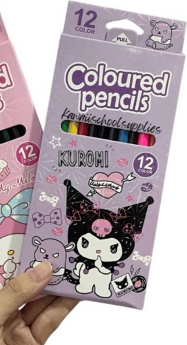 Цветной карандаш Kuromi форма шестигранная 12 шт