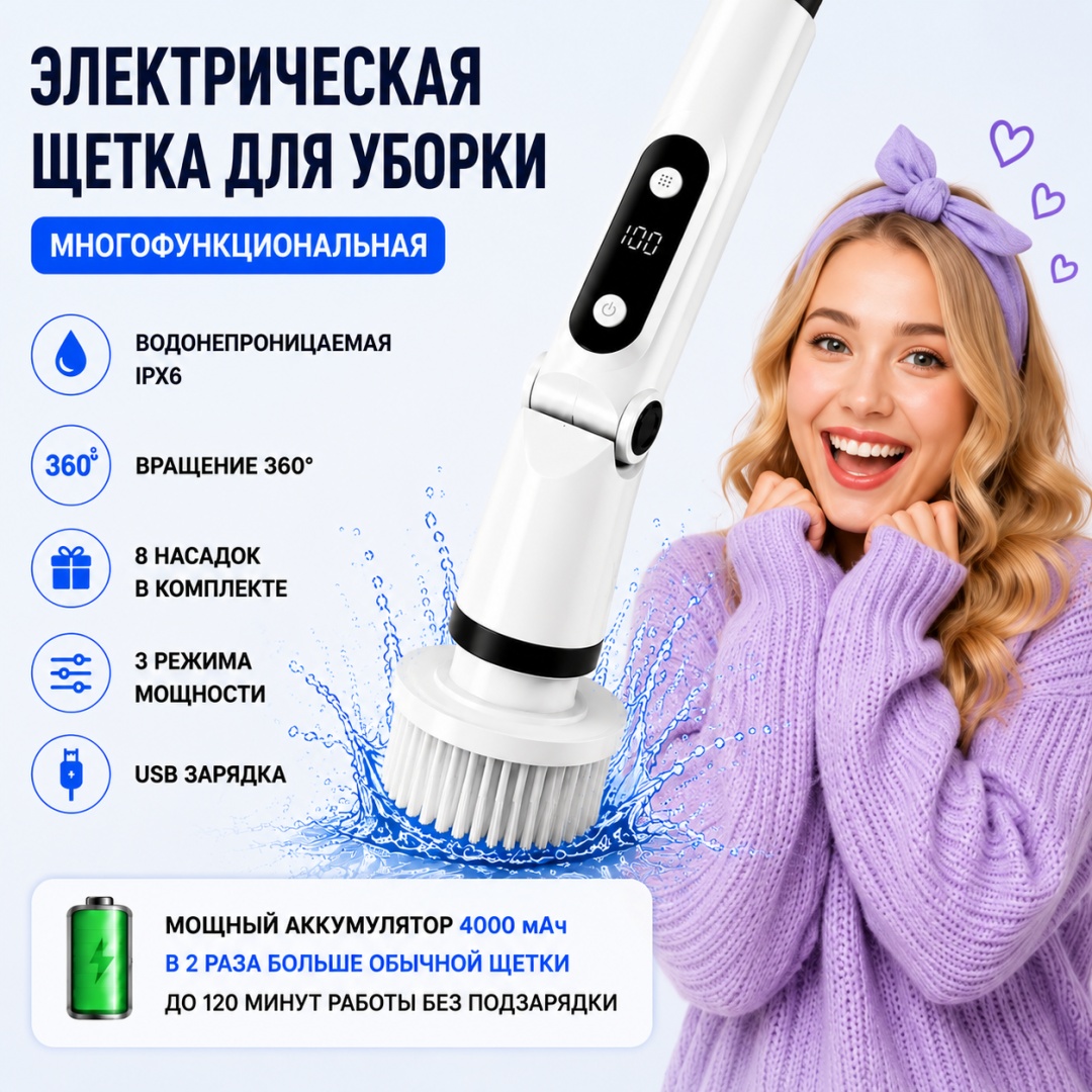 Щетка для зеркал и стекол, для ковров, для мебели, для металлических поверхностей, для пола, для посуды, для сантехники, для стеклокерамики, универсальная, для печи vitamama Т169 1 шт, металл, пластик, ПВХ