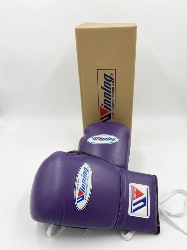 Боксерские перчатки Winning 14 oz черный, фиолетовый