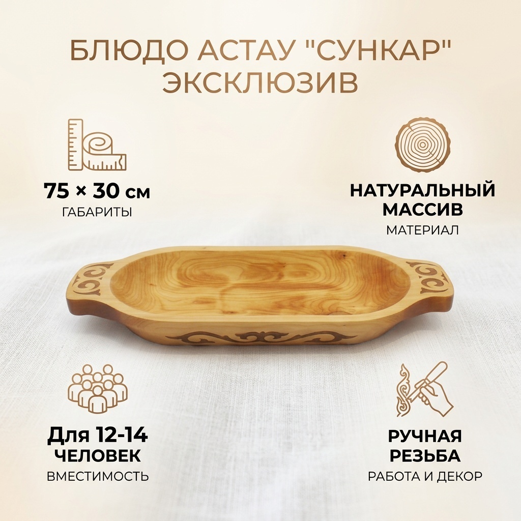 Блюдо Блэк Эксклюзив 75х30 см, дерево, 1 шт