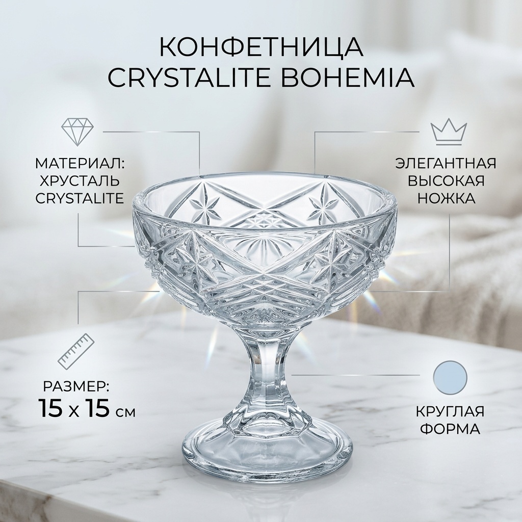 Crystalite Bohemia конфетница 59002/3/99007/150 круглая 1 шт