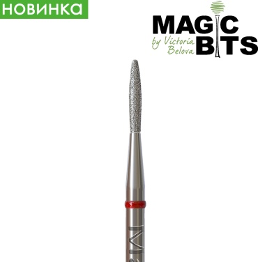 Насадка MAGIC BITS НАПлРЗК16 фреза Алмазное пламя красное, круглый кончик 1,6мм 1 шт фреза пламя насечка красная 1 шт