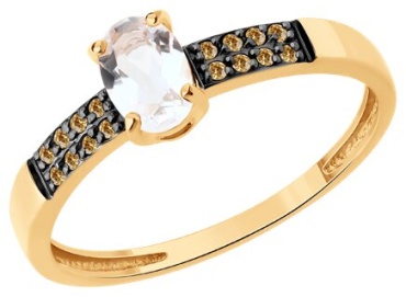 Diamant D51-310-02941-1_s размер 18.5 вес 1.58 г золото, фианит, горный хрусталь