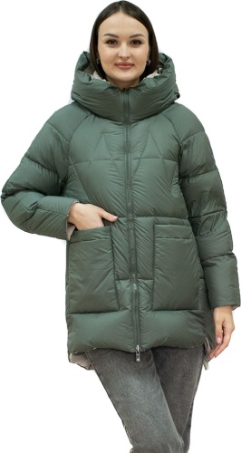 Пуховик SF Collection бежевый, зеленый