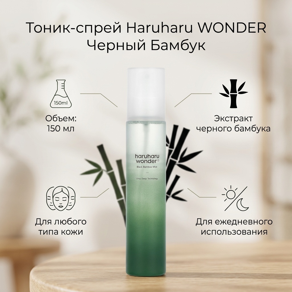 Haruharu WONDER тоник спрей из черного бамбука, 150 мл 150 мл