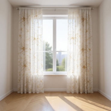 Занавеска Guldana 250x270 см 2 шт, искусственный лен, белый, золотистый