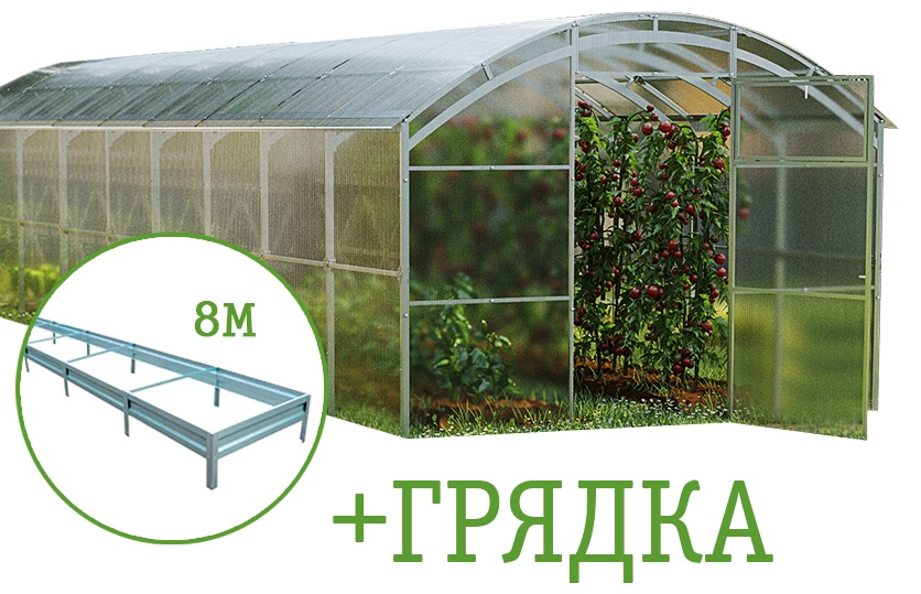 Теплица Агросфера поликарбонат Woggel 8 мм, с грядками 227x300x800 см, поликарбонат