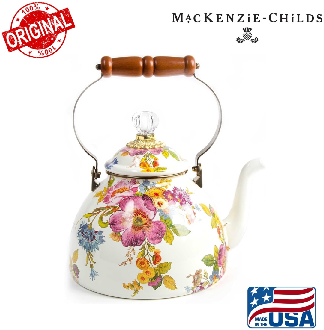 MACKENZIE-CHILDS чайник White Flower Market 3 л, эмалированная сталь