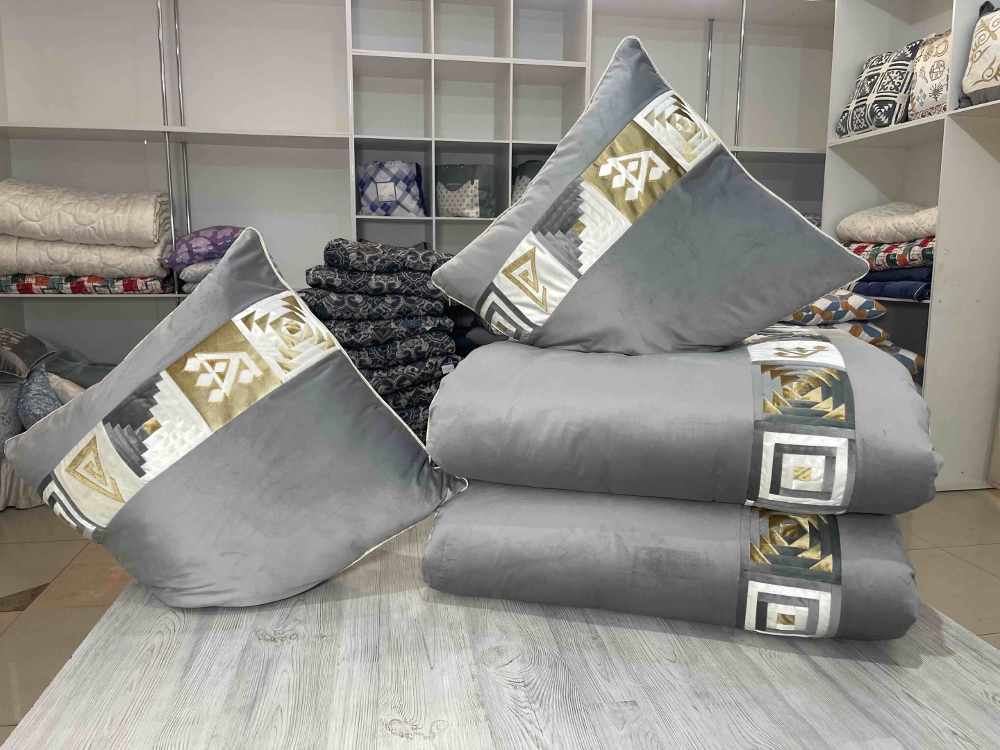 Samruk körpe комплект корпе с подушками 230x80 см, вата, серый