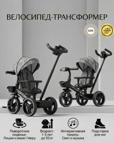 Трёхколёсный велосипед 30371502_400964646 черный, серый