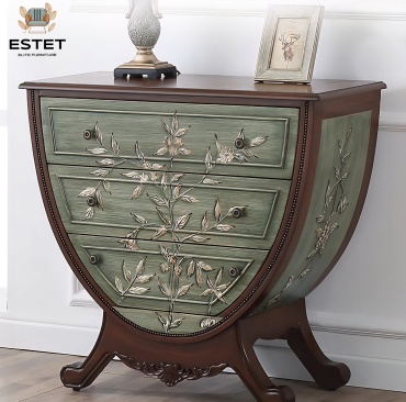 Комод ESTET Antique Leaf, 91x40x86 см, коричневый, зеленый