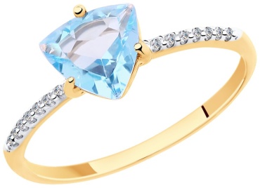 Diamant RIN-DI-585-001551-17 размер 17 вес 1.18 г золото, фианит, топаз