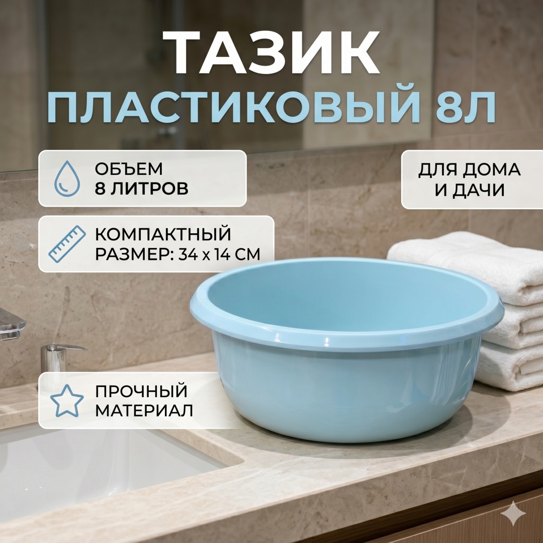 Таз 30436274_6970373570476 голубой 8 л