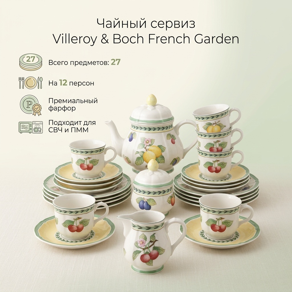 Сервиз на 12 персон Villeroy&Boch , предметов: 27, чайный, фарфор