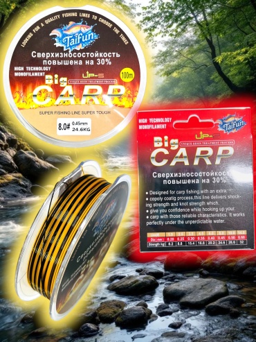 Леска TAIFUN монофильная Taifun Леска Big CARP 0.45mm 100 метров 0.45 мм черный, оранжевый