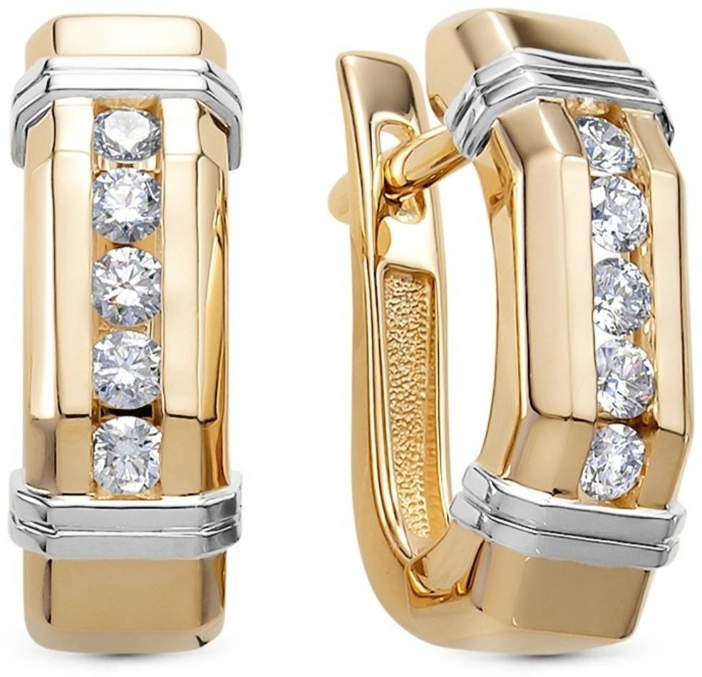Серьги ЛЕТО 457-2100 вес 5.89 г золото, бриллиант