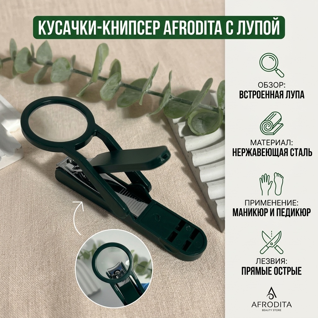 Afrodita кусачки-книпсер с лупой 10 см 1 шт