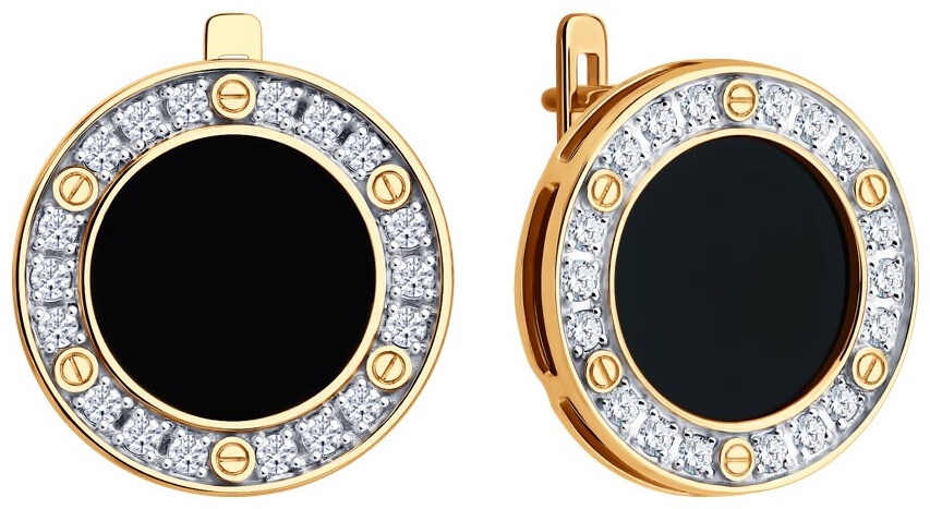 Серьги Diamant 51-320-02989-1 вес 7.24 г золото, агат