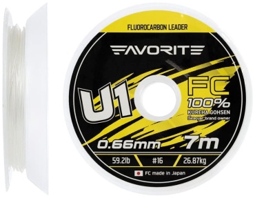 Favorite флюорокарбоновая леска U1 FC 7m# 16/0.66mm 59.2lb/26.87kg 0.66 мм прозрачный