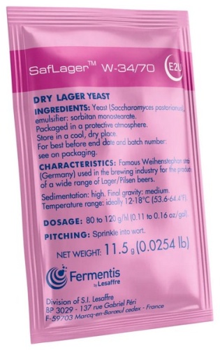 Fermentis SAFLAGER W34/70 дрожжи пивные 11.5 г