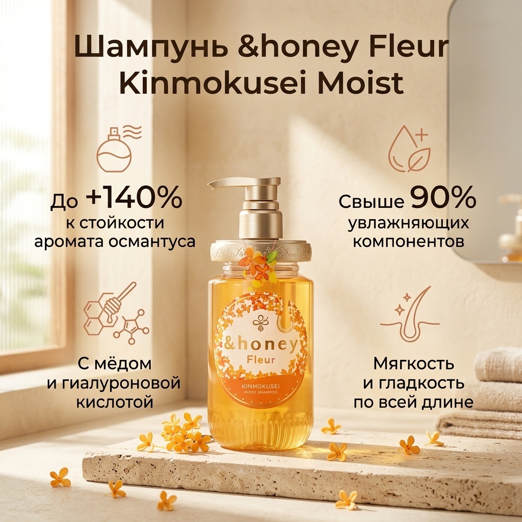 &honey Fleur Kimmokusei Moist Shampoo шампунь 450 мл