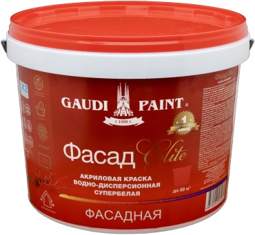 Gaudi Paint водно-дисперсионная Фасад Elite 4 кг, белый цвет
