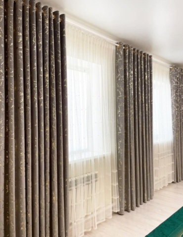 Комплект Kerbez Home Design 900x270 см 5 шт, тюль, велюр, графит, темно - серый