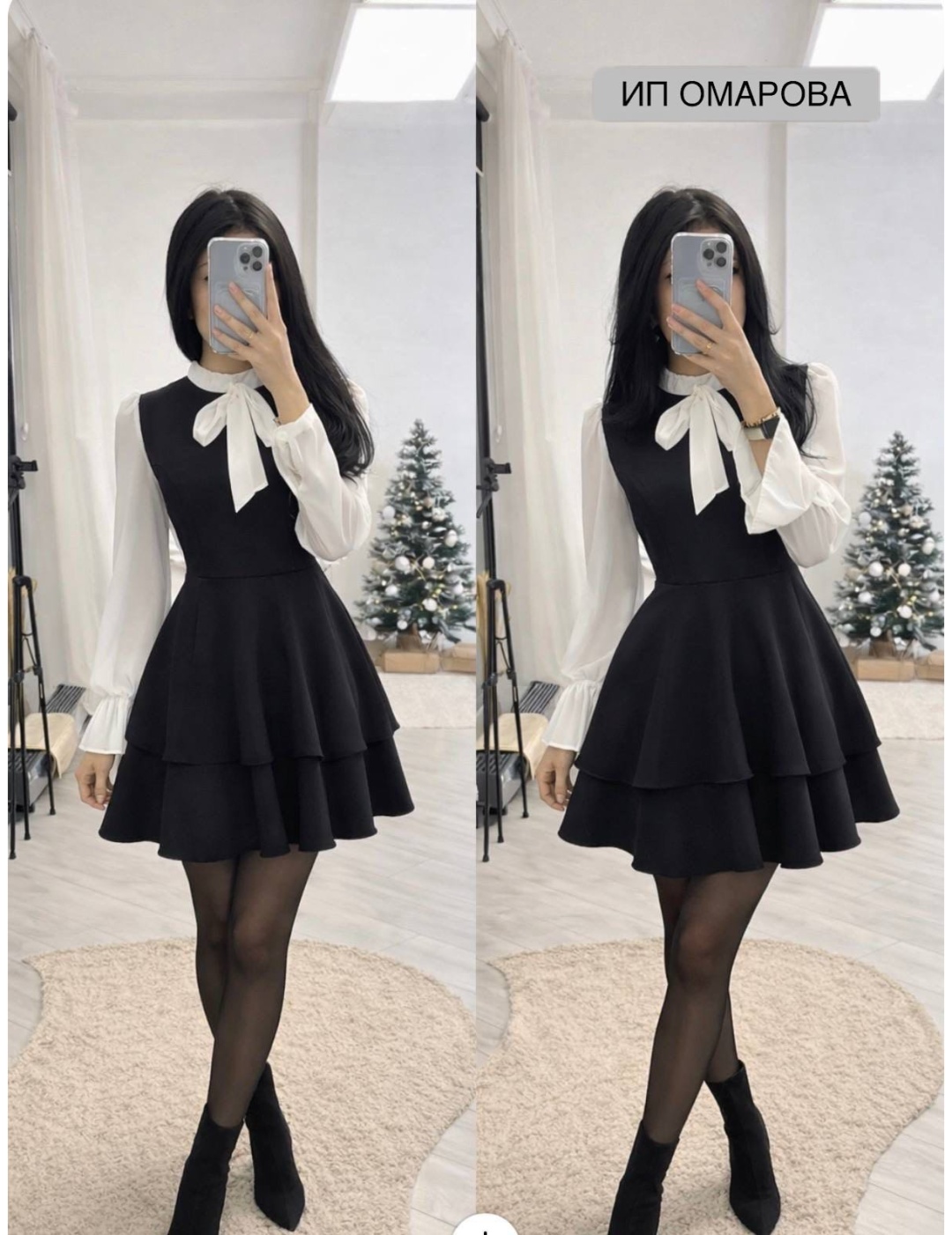 Школьное платье сарафан черный, белый