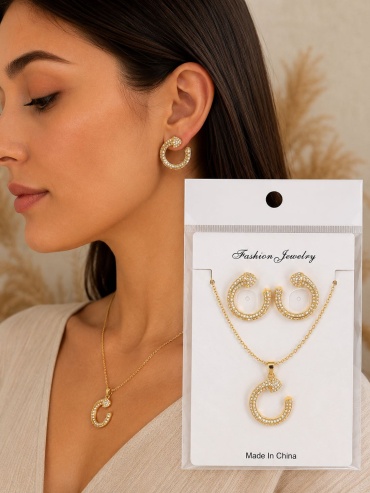 Adiya Gold бижутерный сплав, фианит
