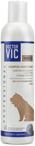 Doctor VIC Шампунь-кондиционер с кератином и провитамином B5 для короткошерстных собак 250 мл