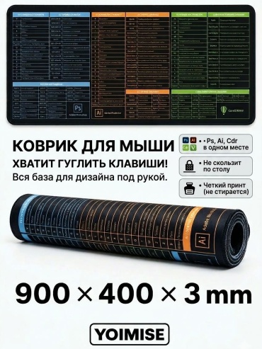 YOIMISE Mouse pad for a designer 900x400x3 мм черный