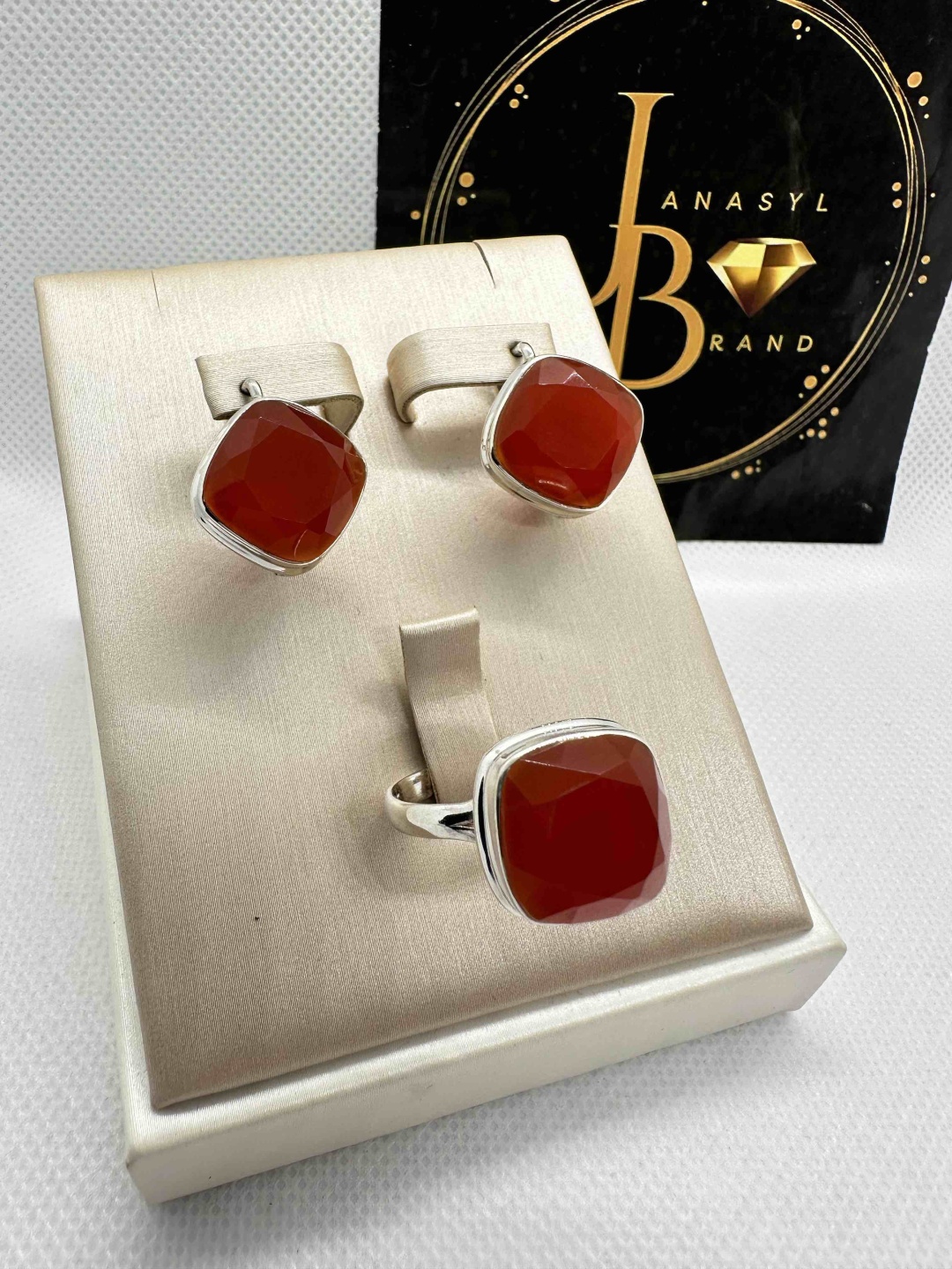 JANASYL Brand JB057 вес 12 г серебро, сердолик