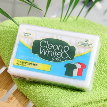 Кусковое мыло хозяйственное DURU Мыло хозяйственное DURU CLEAN&WHITE универсальное, 120 г нейтральный 1 шт