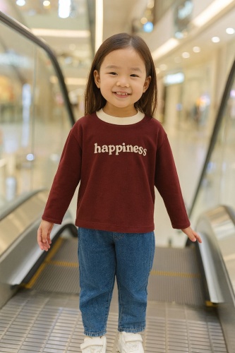 Флиска Надпись Happiness бордовый