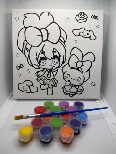 Картина по номерам Cinnamoroll холст на подрамнике 20x20 см