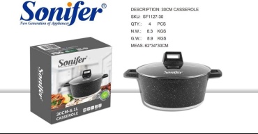 Кастрюля 6.1 л, Sonifen 1127 - 30 см гранит