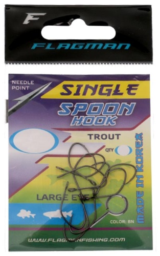 Крючок для рыбалки Flagman Trout Spoon Hook №4 одинарный черный 10 шт