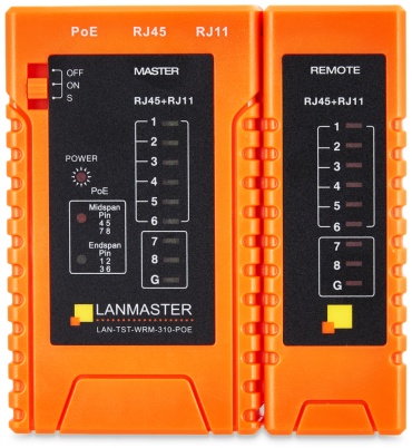 Lanmaster кабельный тестер LAN-TST-WRM-310-POE, аналоговый