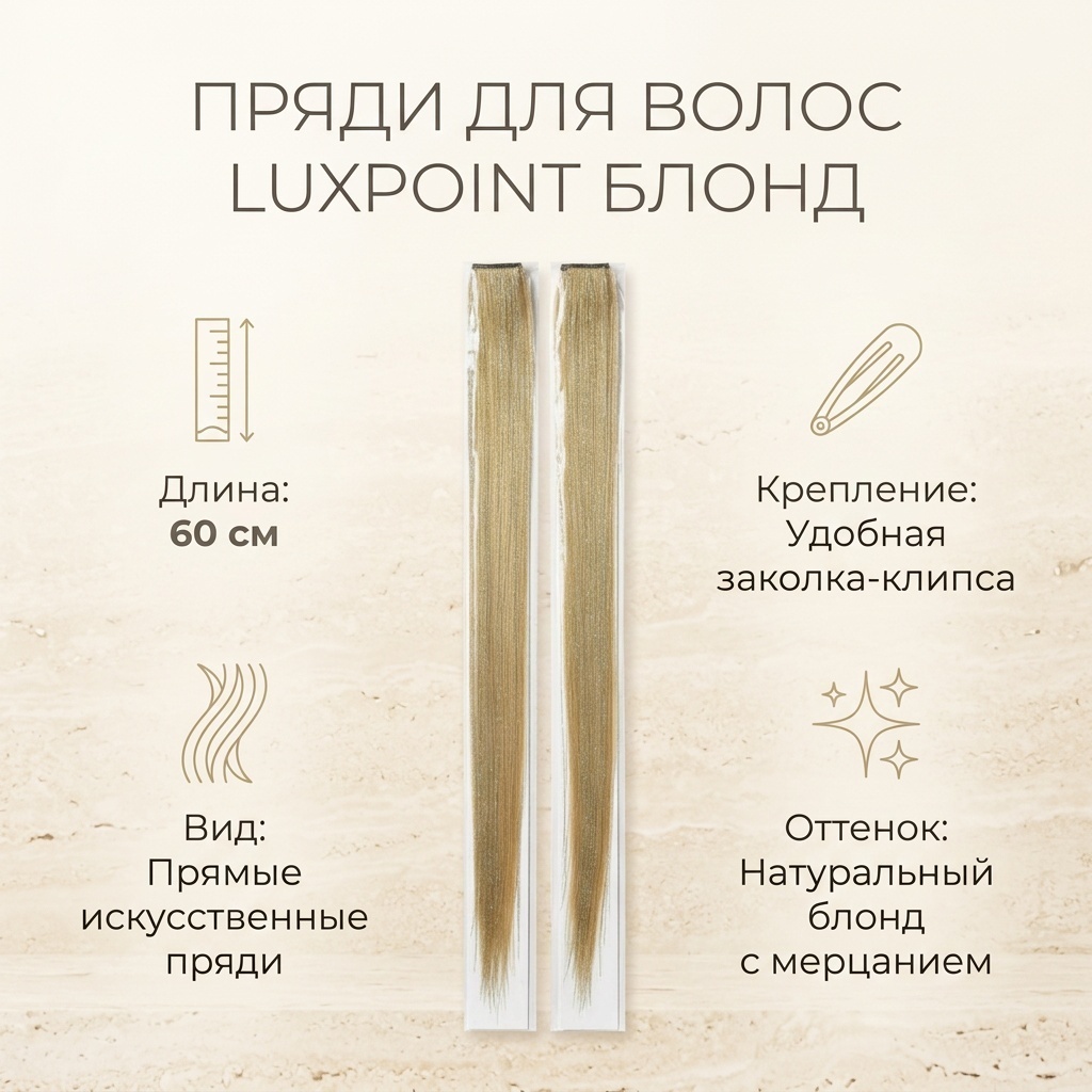 LUXPOINT пряди на заколке натуральный блонд женский